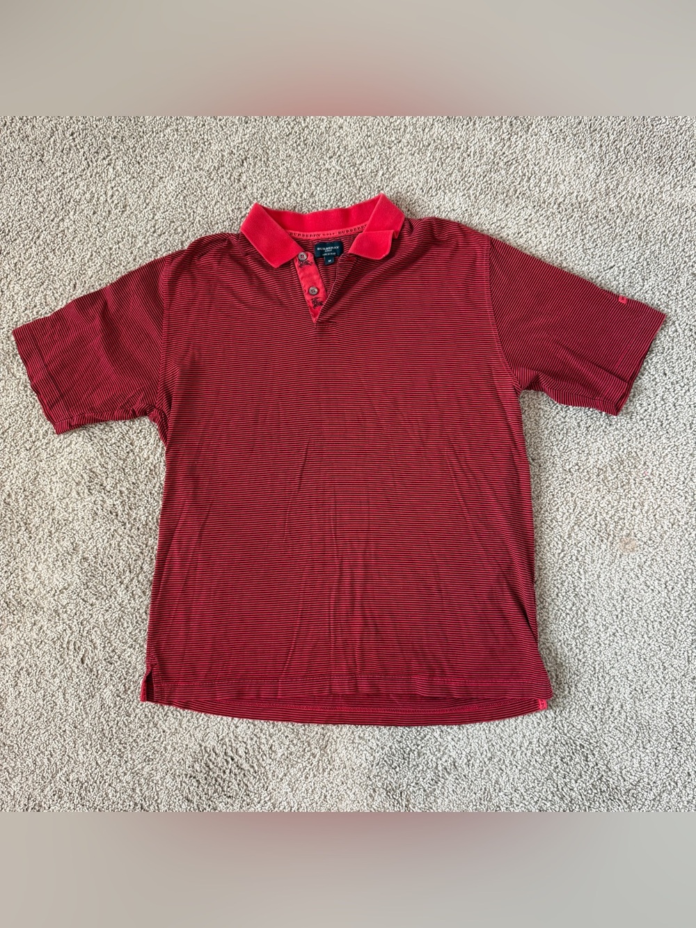 Burberry Men's Red Micro-Striped Golf Polo